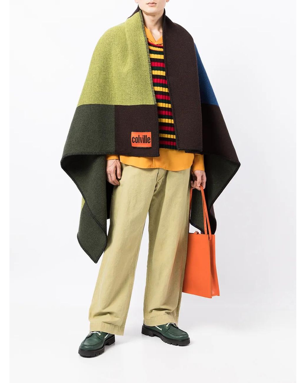 Colville Green Large Colour-Block Scarf