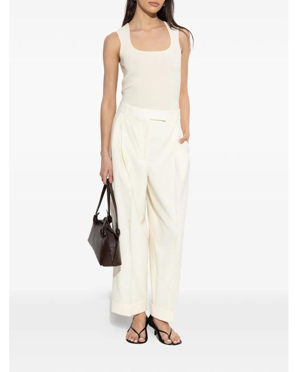 Rohe White Pleated Cuffed Trousers