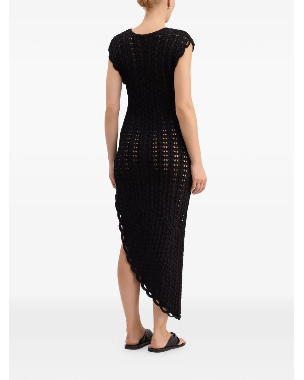 Loulou de Saison Blue Malena Ruffled Crochet Midi Dress