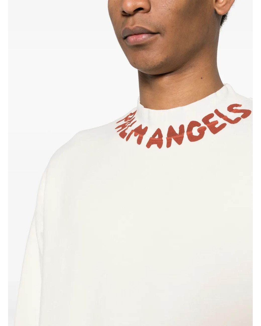 Palm Angels White Logo-print Cotton Sweatshirt for men