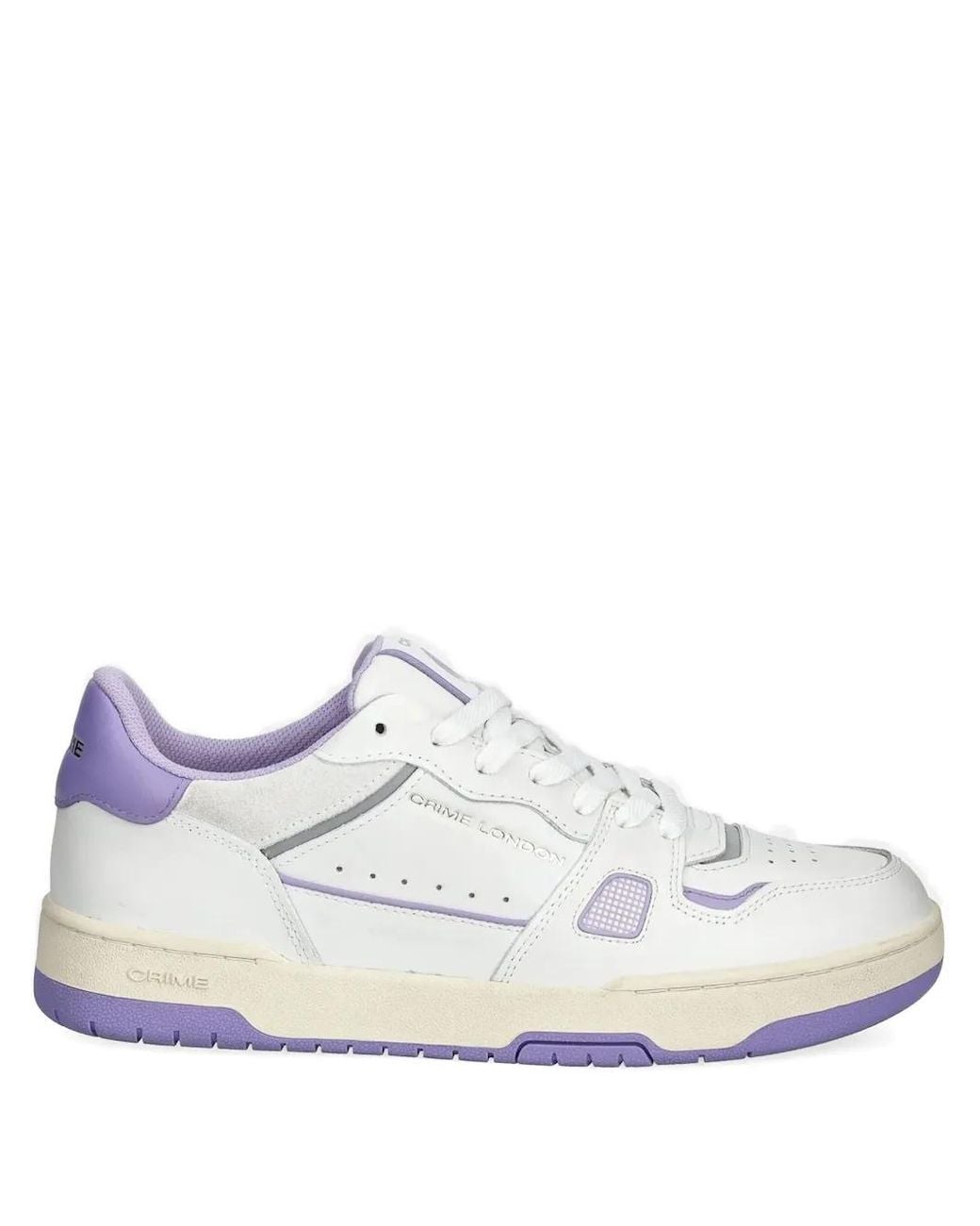 Crime London White Embroidered-Logo Sneakers