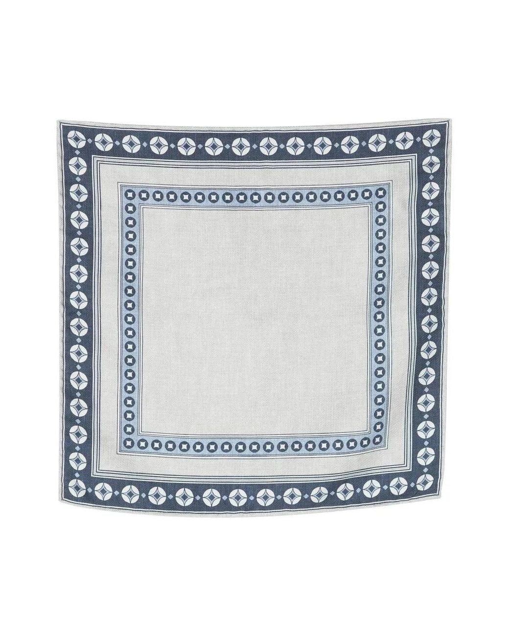 Brunello Cucinelli Blue Silk Pocket Square for men