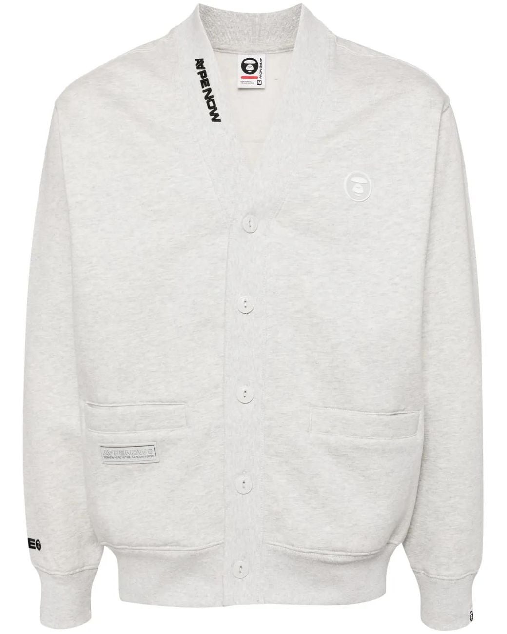 Aape By A Bathing Ape White Logo Patched Jersey Bomber Jacket for men