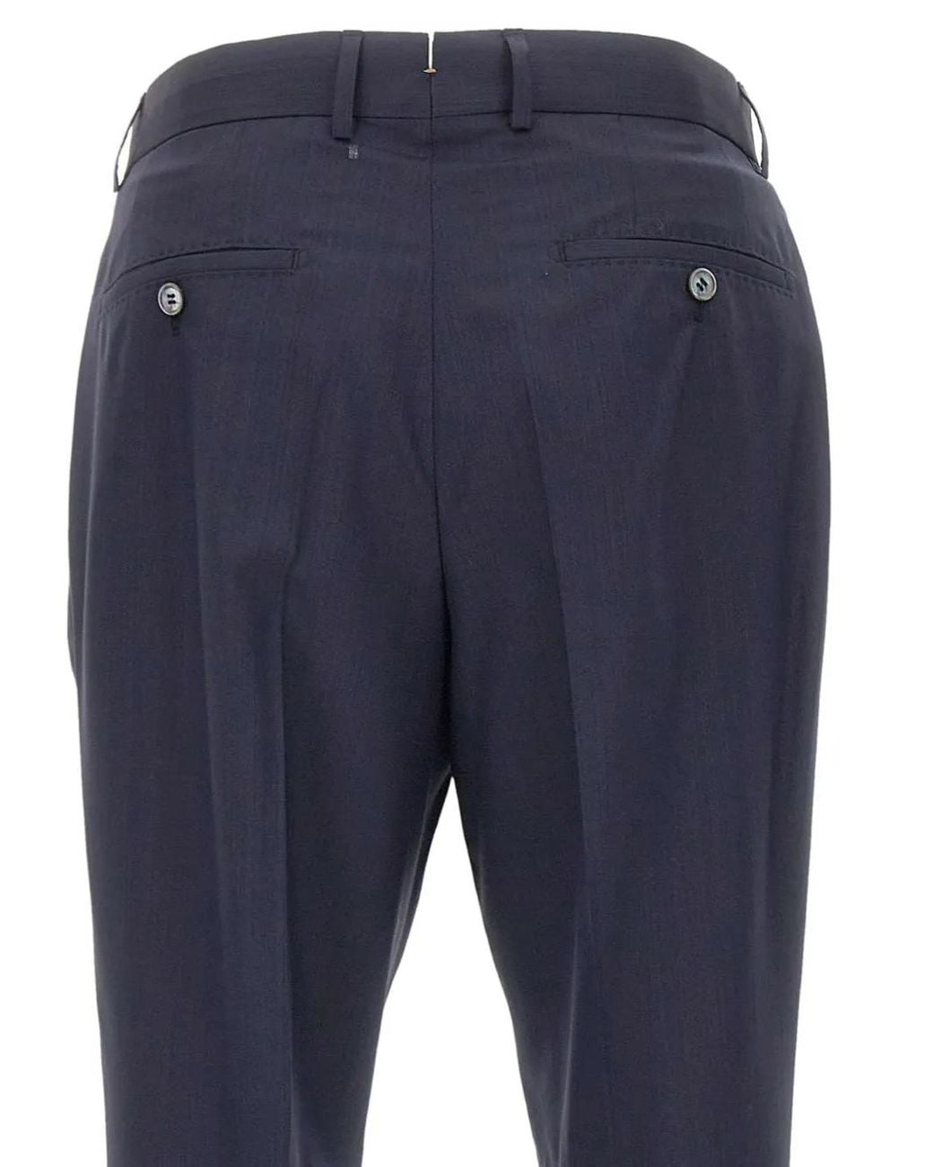 Boss Blue Pleated Straight-Leg Trousers for men