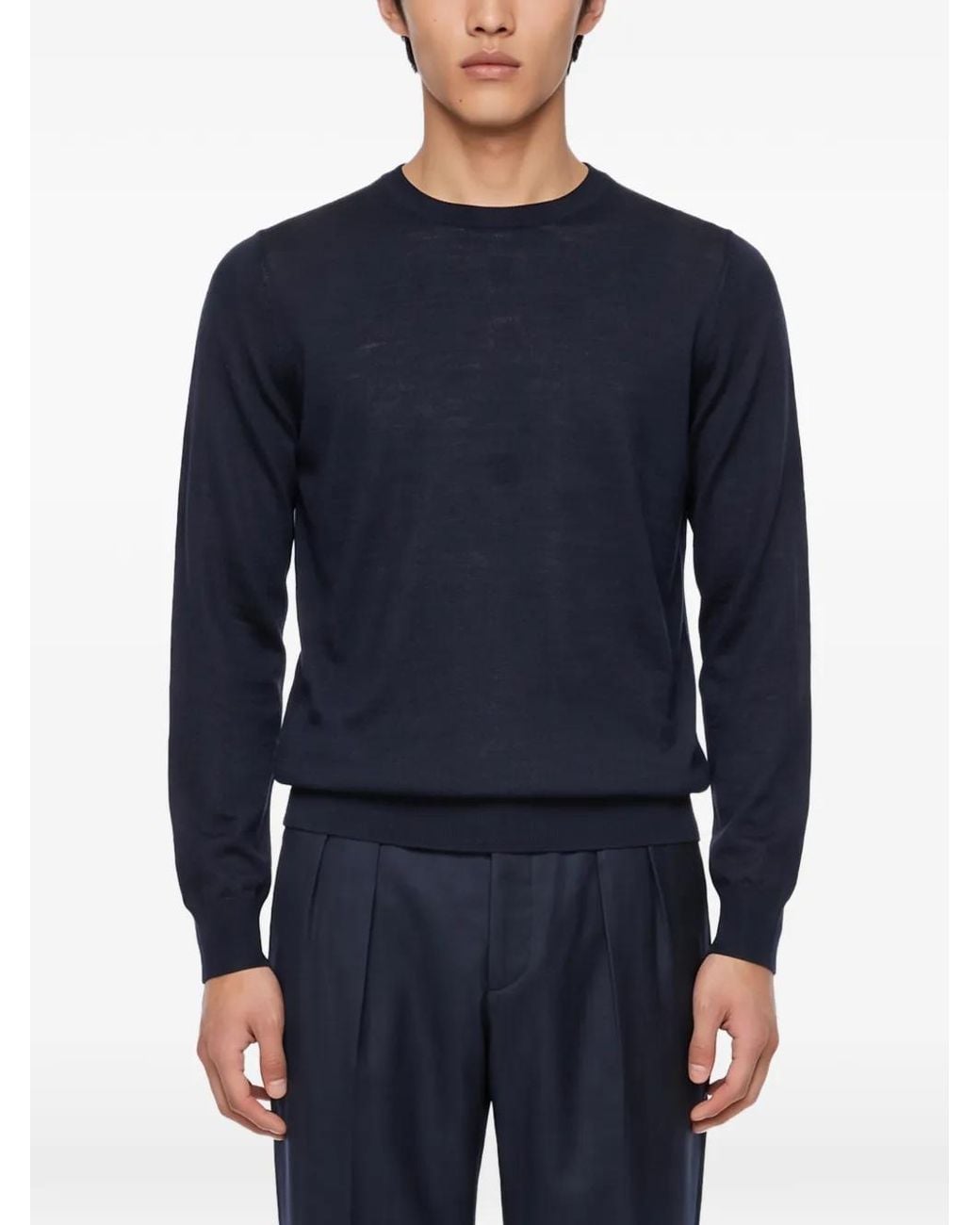 Tagliatore Blue Budd Crew-Neck Long-Sleeve Sweater for men