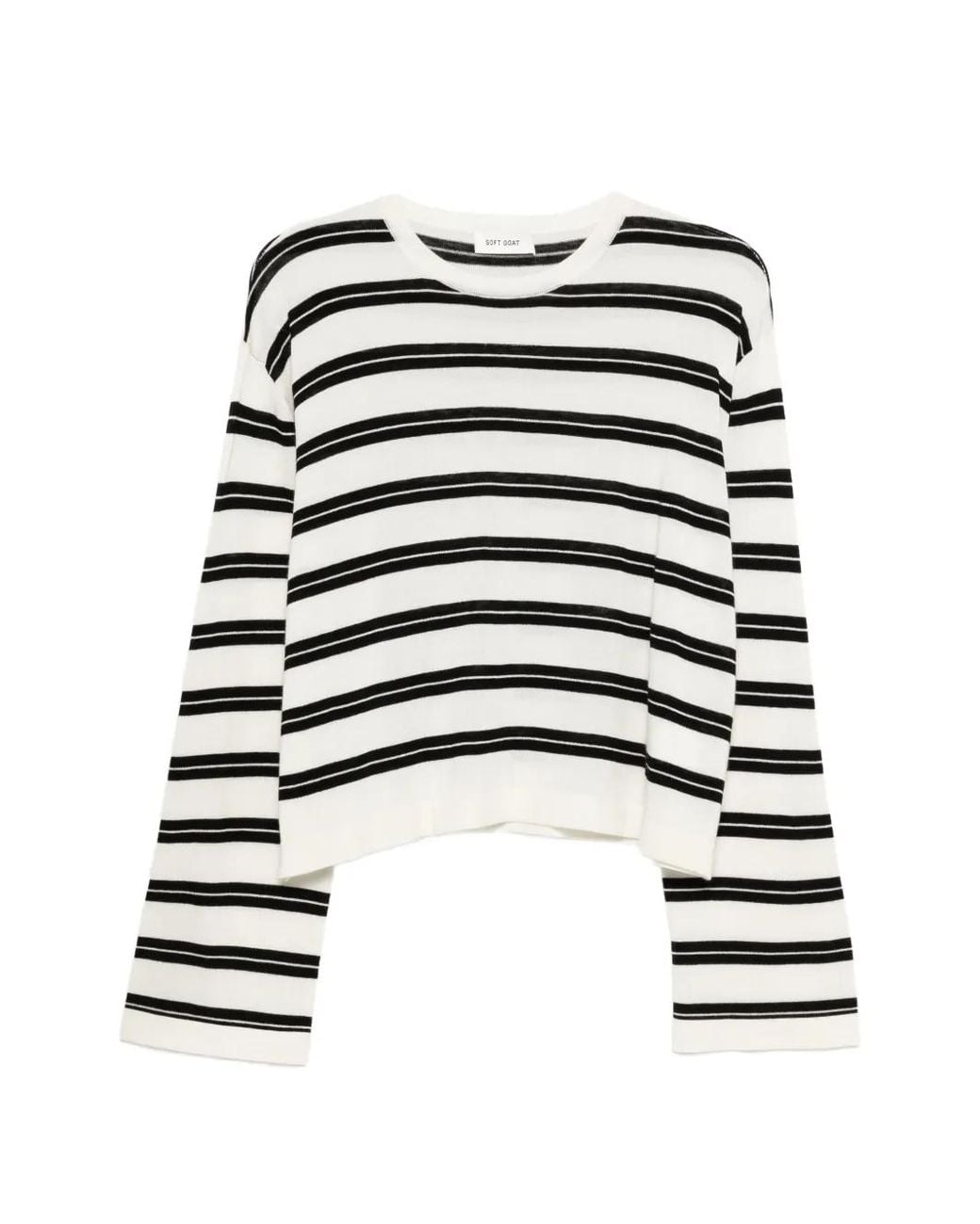 Soft Goat White Striped Long-Sleeve Sweater