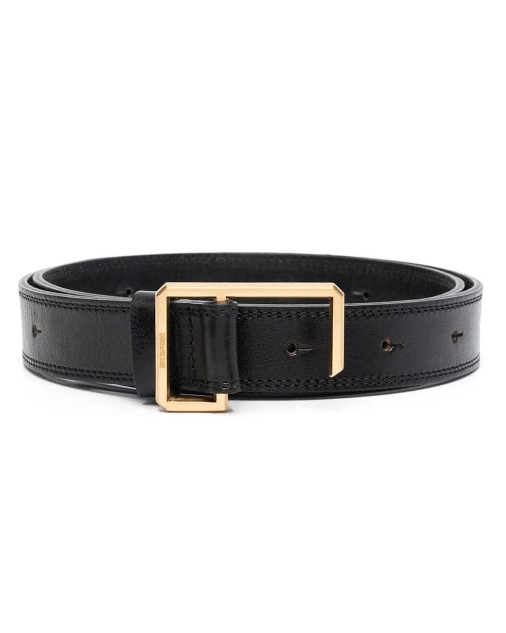 Zadig & Voltaire Black Engraved-Logo Buckle Leather Belt