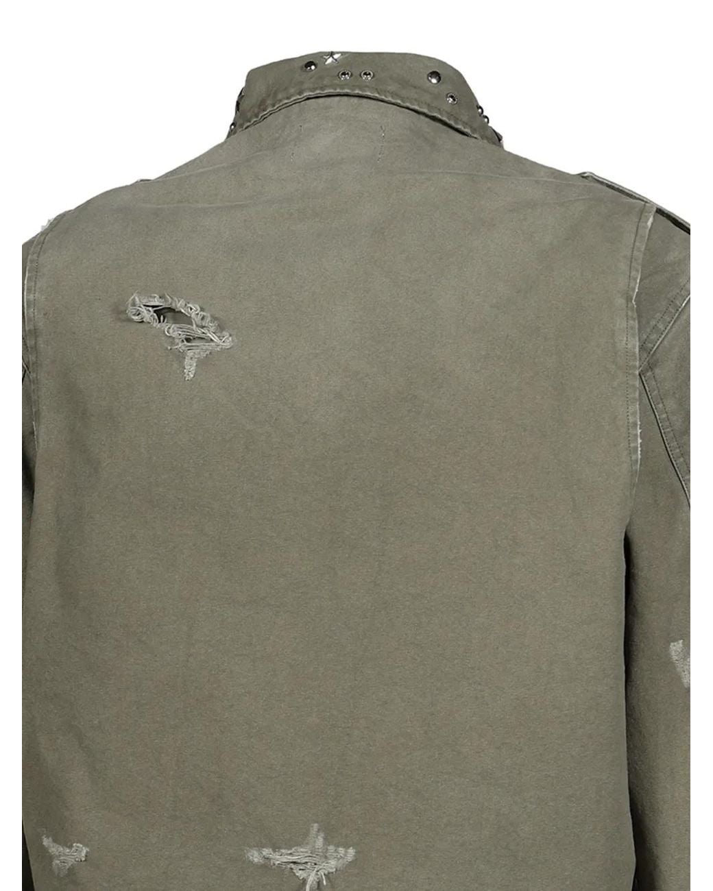 Protocol Index Green Studded Distressed Work Jacket for men