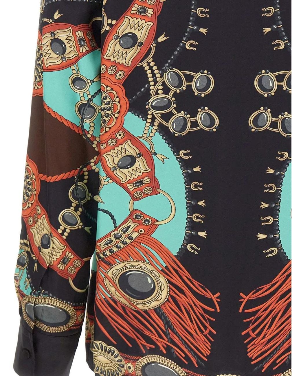 Etro Black Jewelry-Print Silk Shirt
