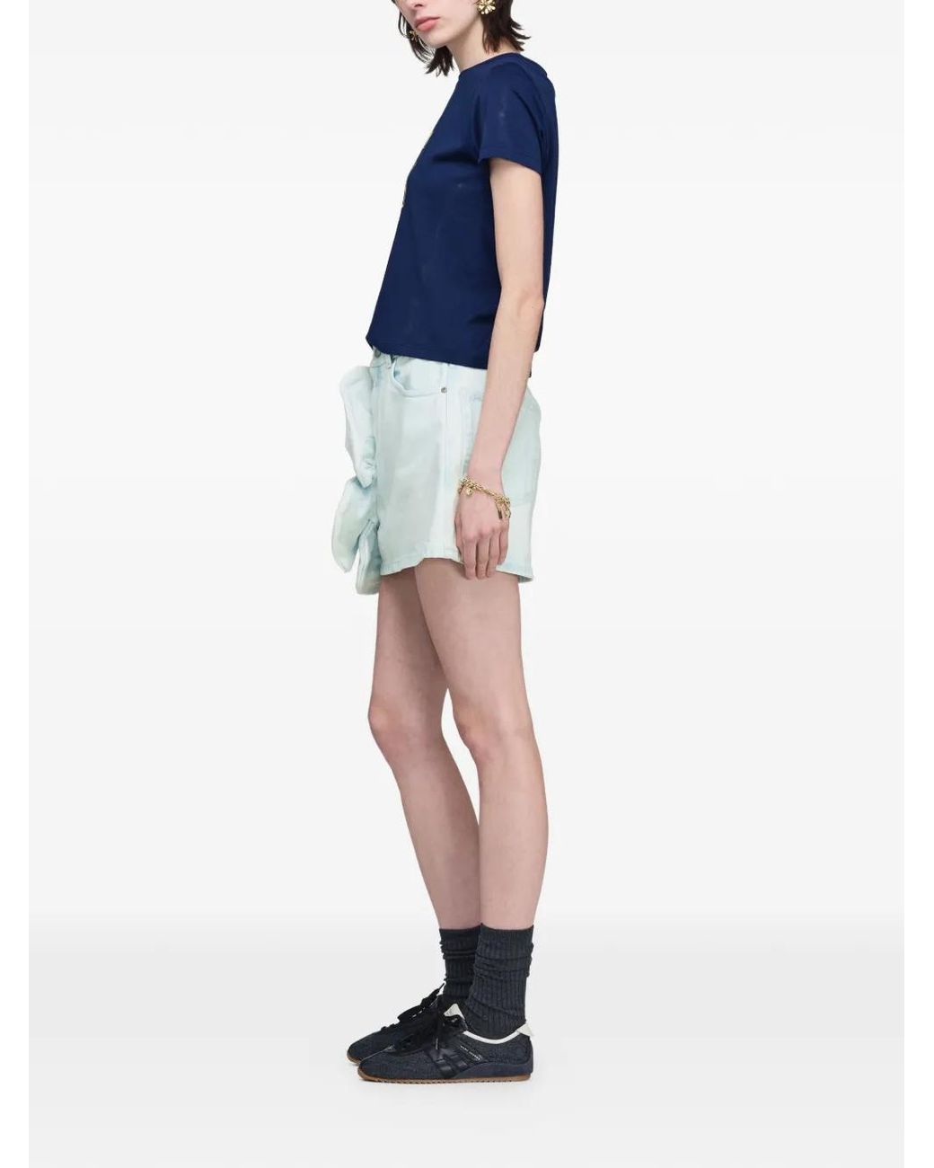Marc Jacobs Blue Daisy-Appliqué Denim Skirt