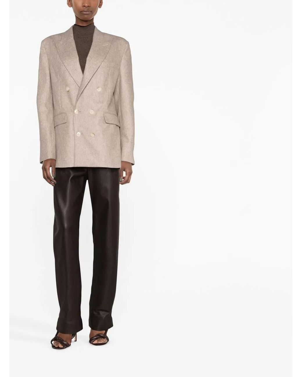 ANDAMANE Natural Double-Breasted Blazer