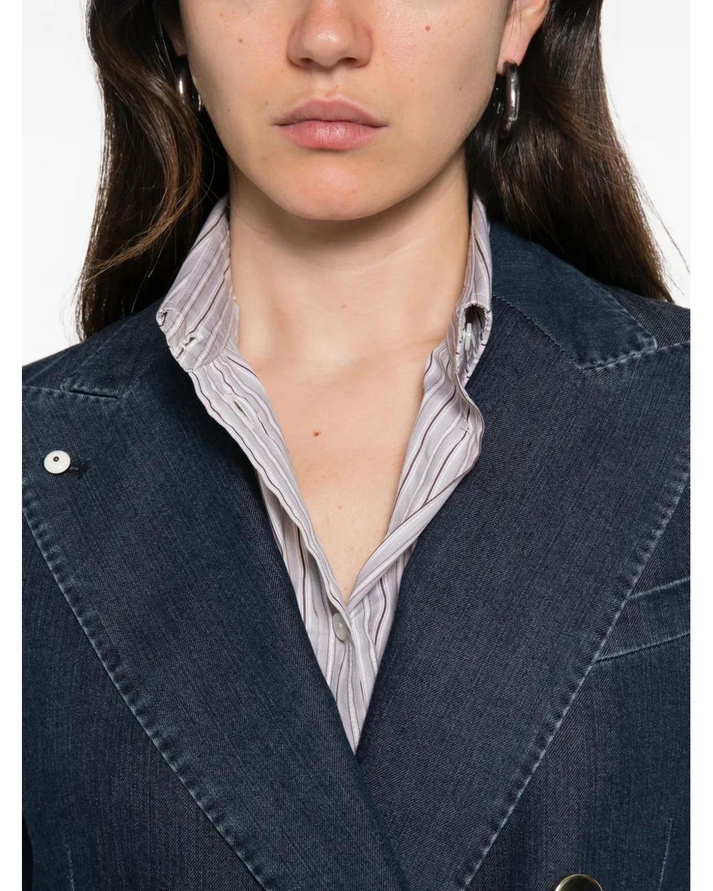L.b.m. 1911 Blue Double-Breasted Peak-Lapel Blazer