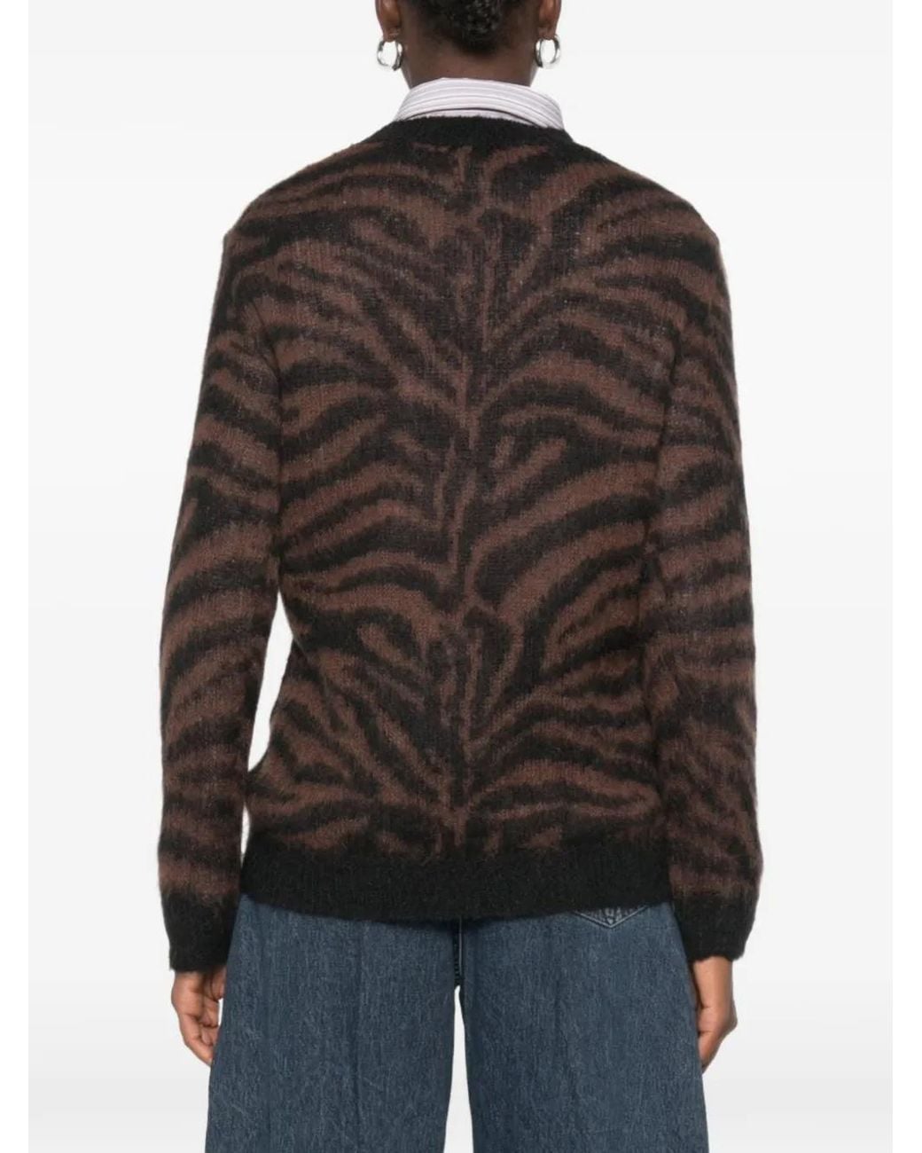 P.A.R.O.S.H. Black Zebra-Pattern Wool Sweater