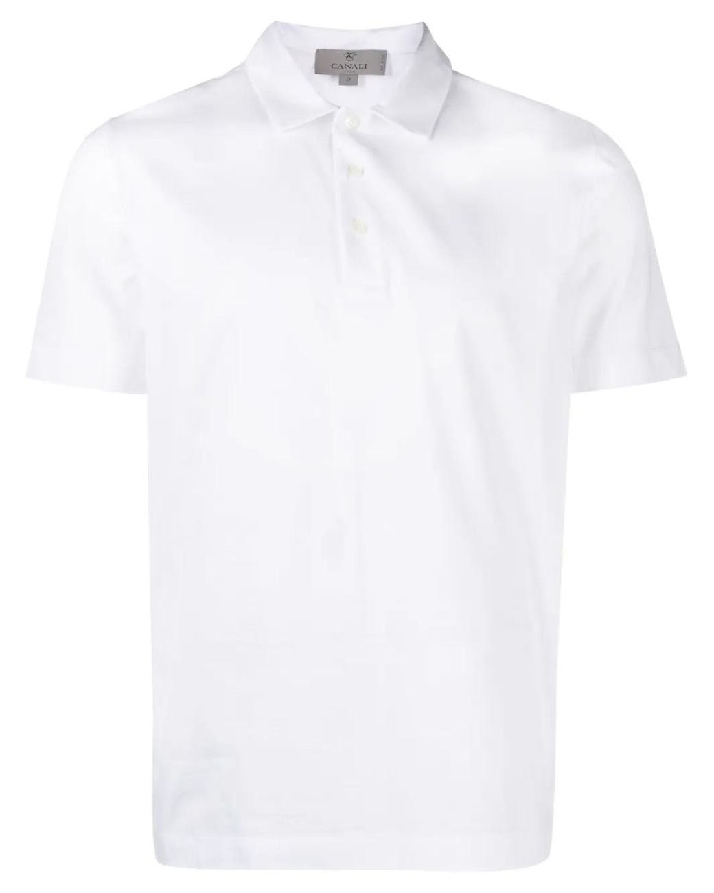 Canali White Knitted Polo Shirt for men