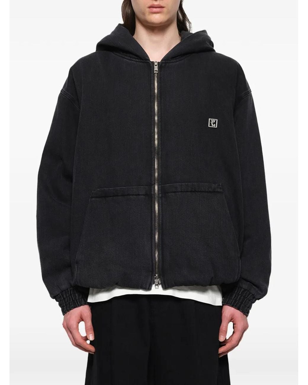 Wooyoungmi Black Dyed Denim Hoodie for men