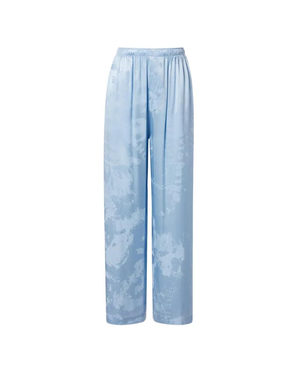 Balenciaga Blue Silk Pants With Print