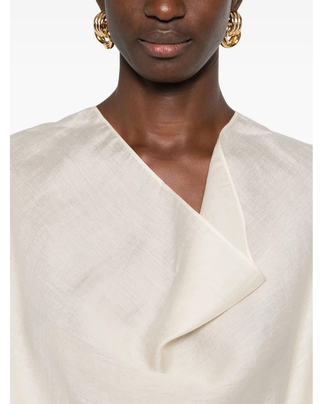 Totême White Cowl Blouse