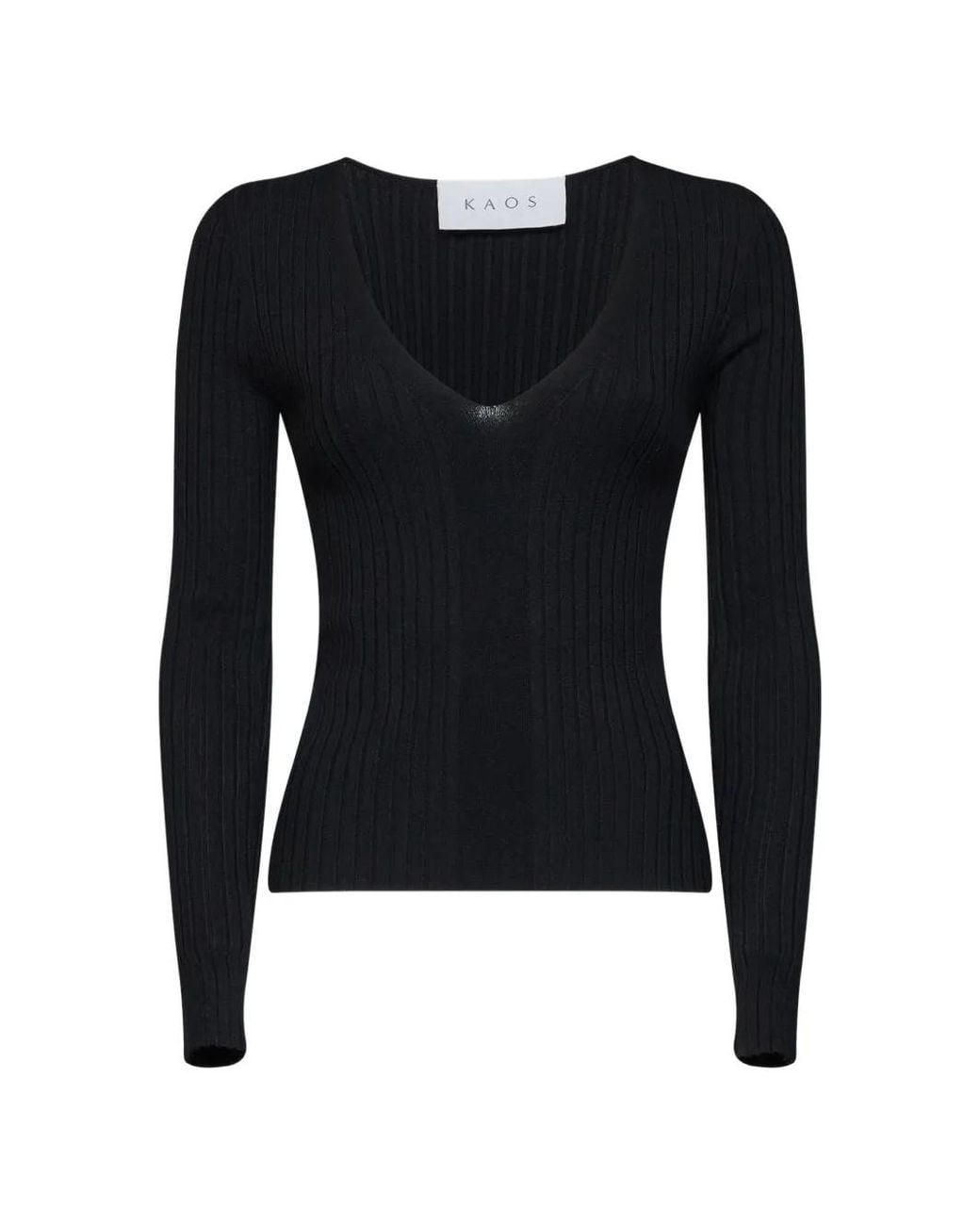 Kaos Blue Ribbed-Knit V-Neck Sweater