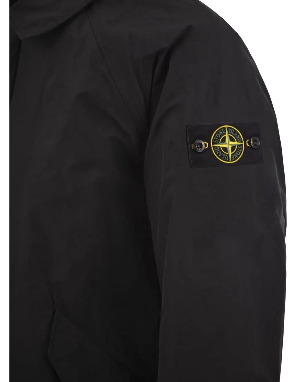 Stone Island Black Micro Reps Padded Coat for men