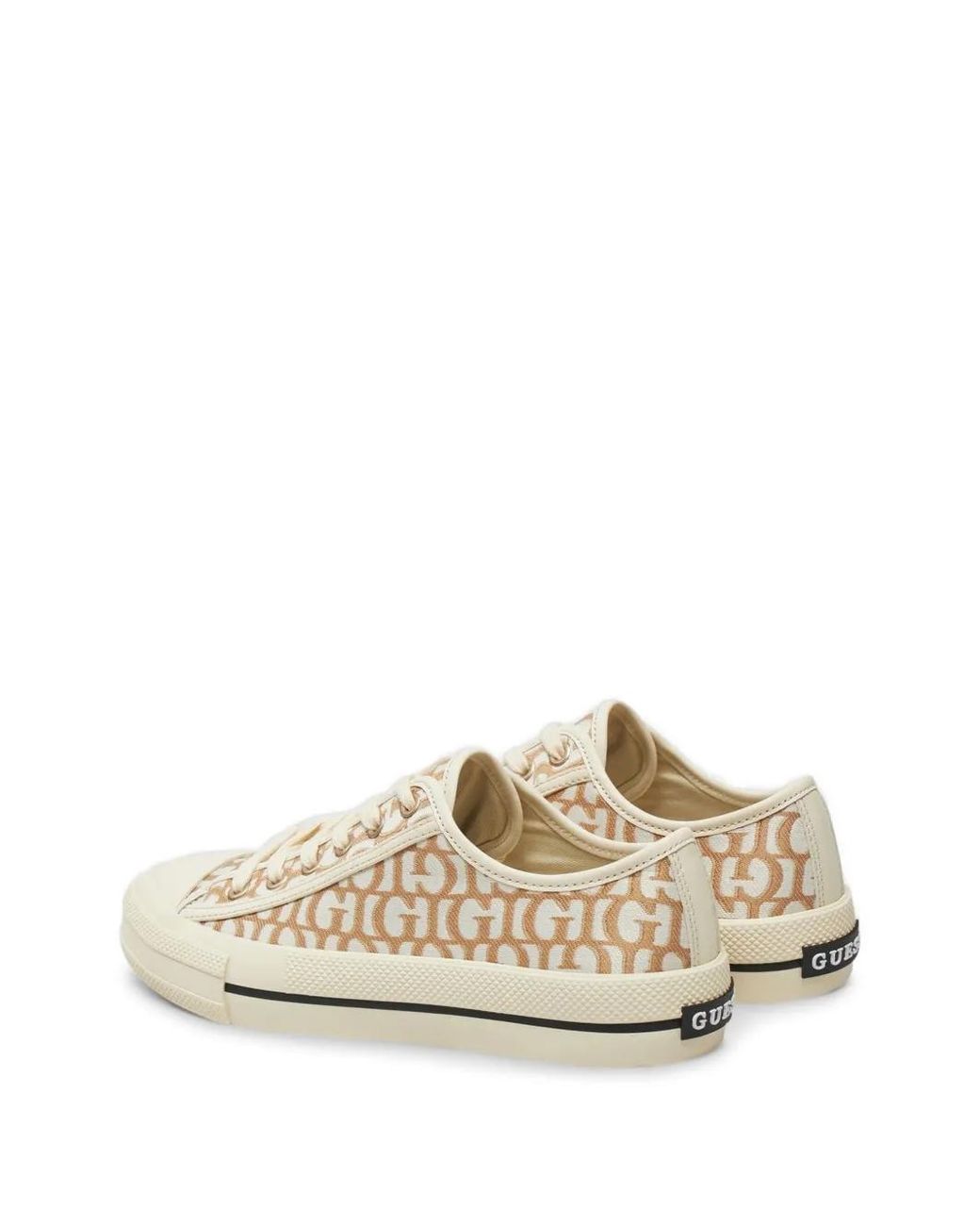 Guess White Monogram Lace-Up Sneakers