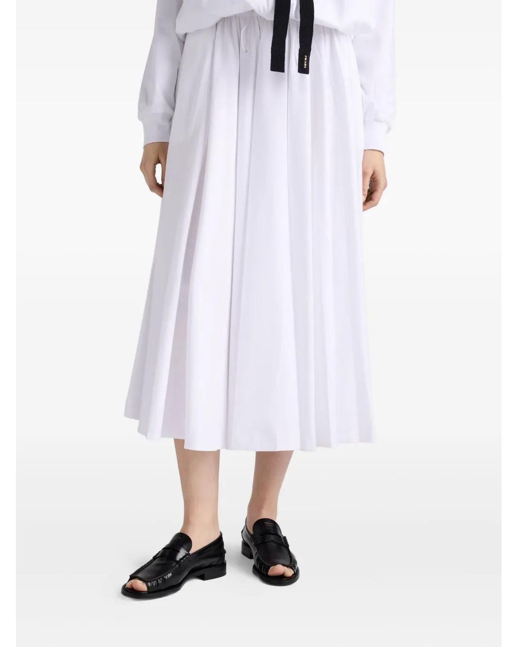 Prada Omkeerbare Katoenen Jersey En Re-Nylon Rok in het White