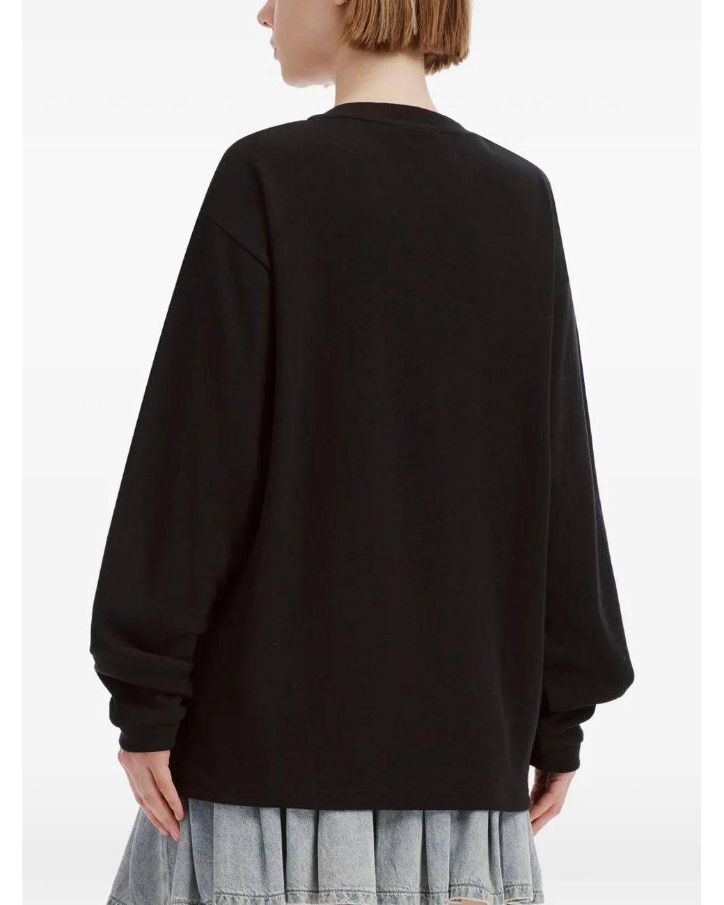 Chocoolate Black Graphic-Patch Long-Sleeve T-Shirt