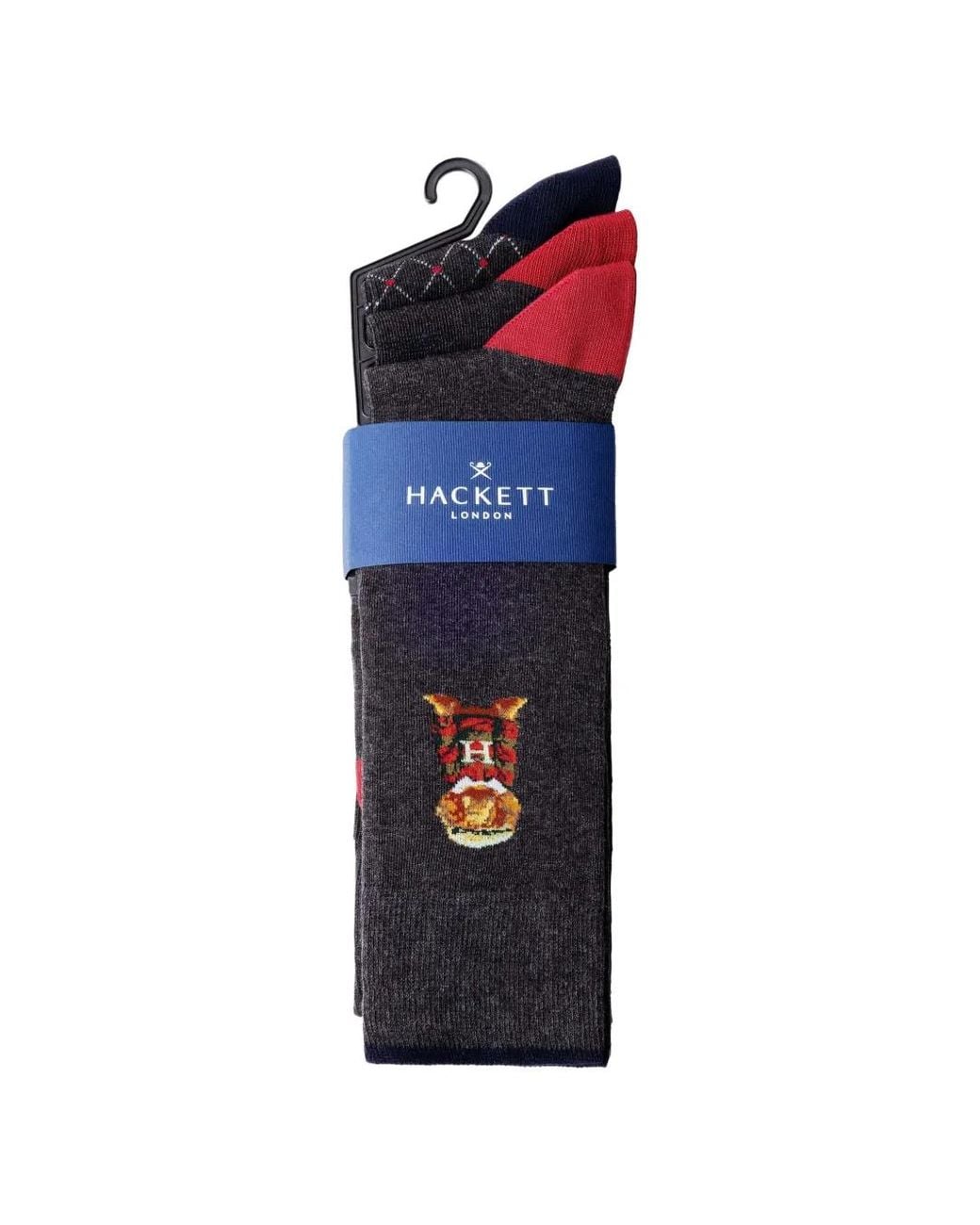 Hackett Drie Paar Harry Placement Sokken in het Blue voor heren