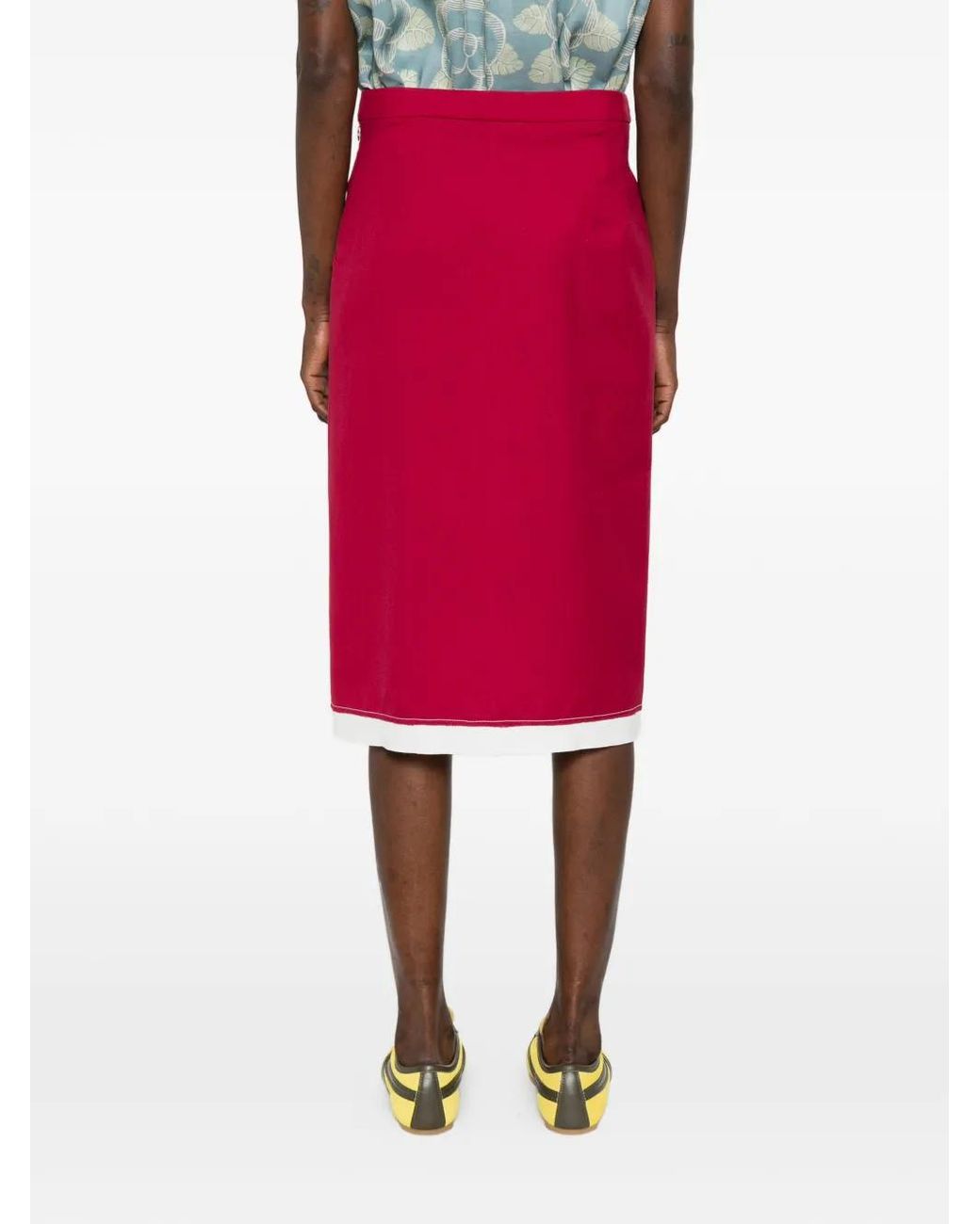 Marni Red Split-Hem Midi Skirt