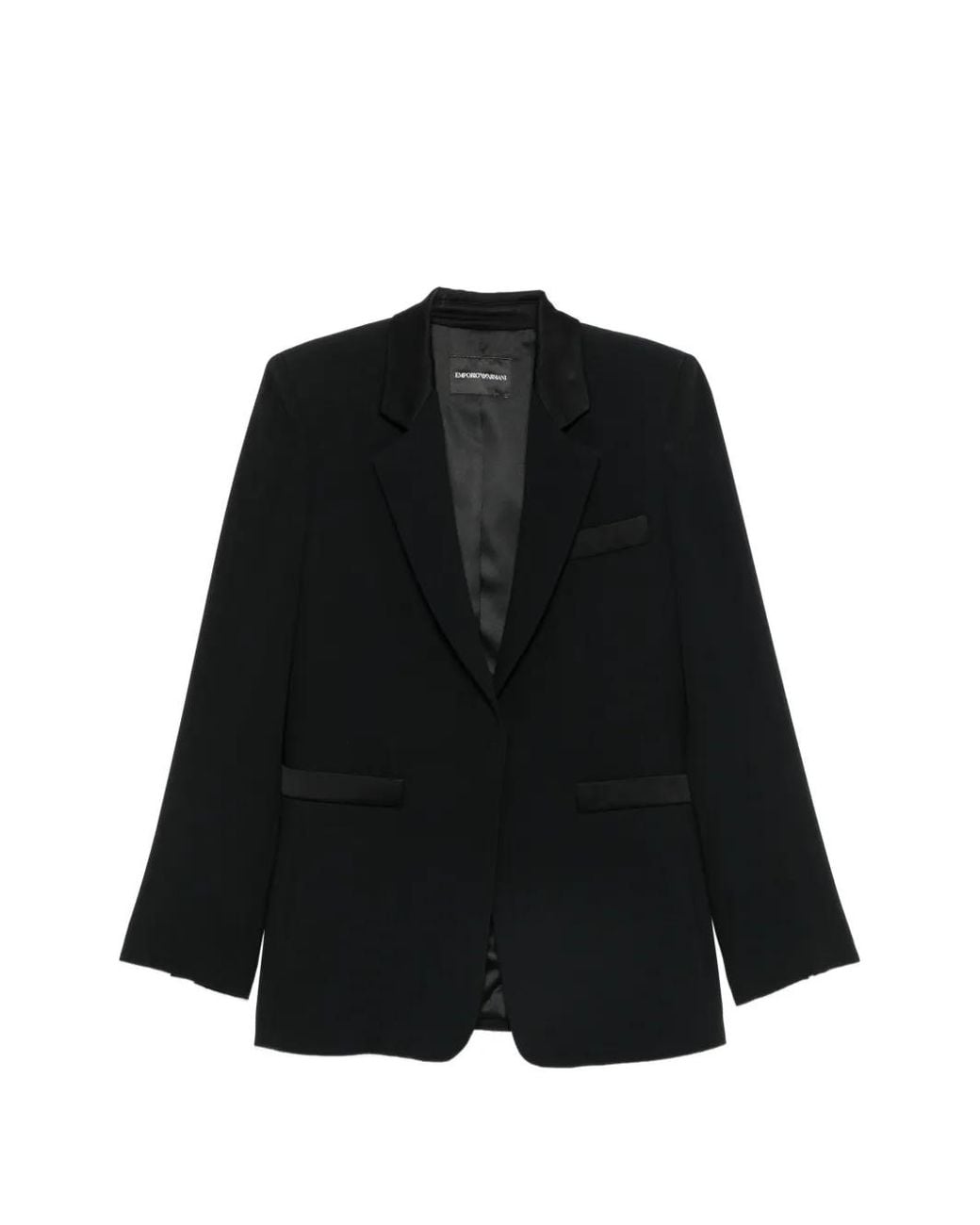 Emporio Armani Black Blazer À Bords Satinés