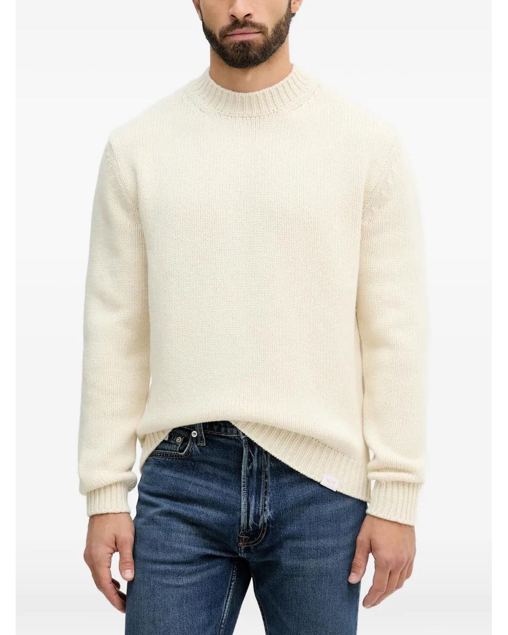 Paul & Shark White Ribbed Knit Sweater for men