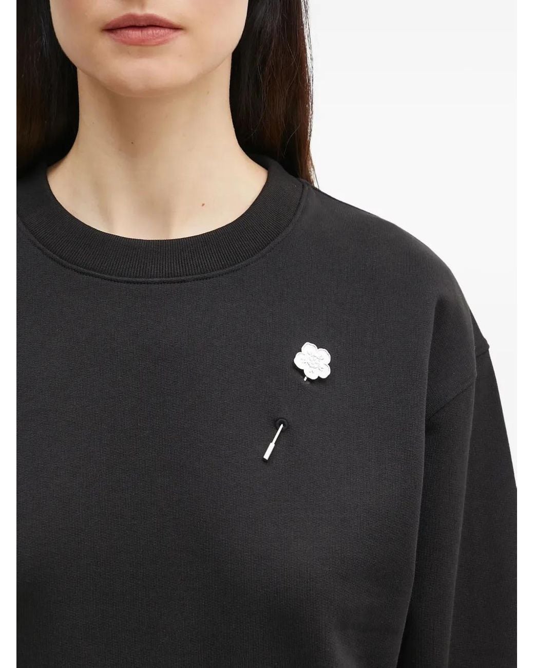 KENZO Black Flower-Pin Sweatshirt