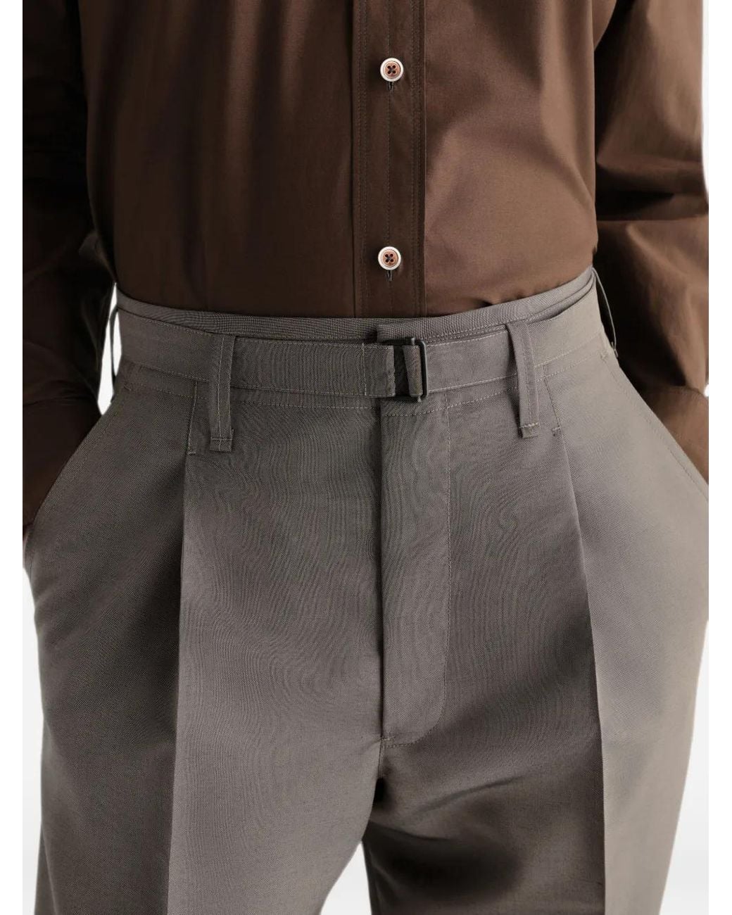 Lemaire Gray Wide Pleated Pants