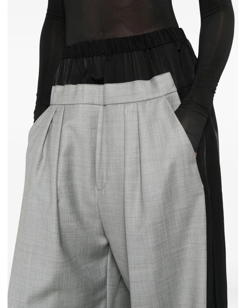 Lutz Huelle Gray Pleated Wide-Leg Trousers
