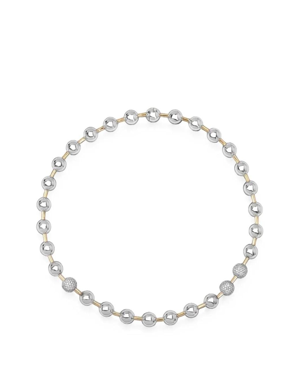 Rainbow K Metallic Diamond Ball-Chain Necklace