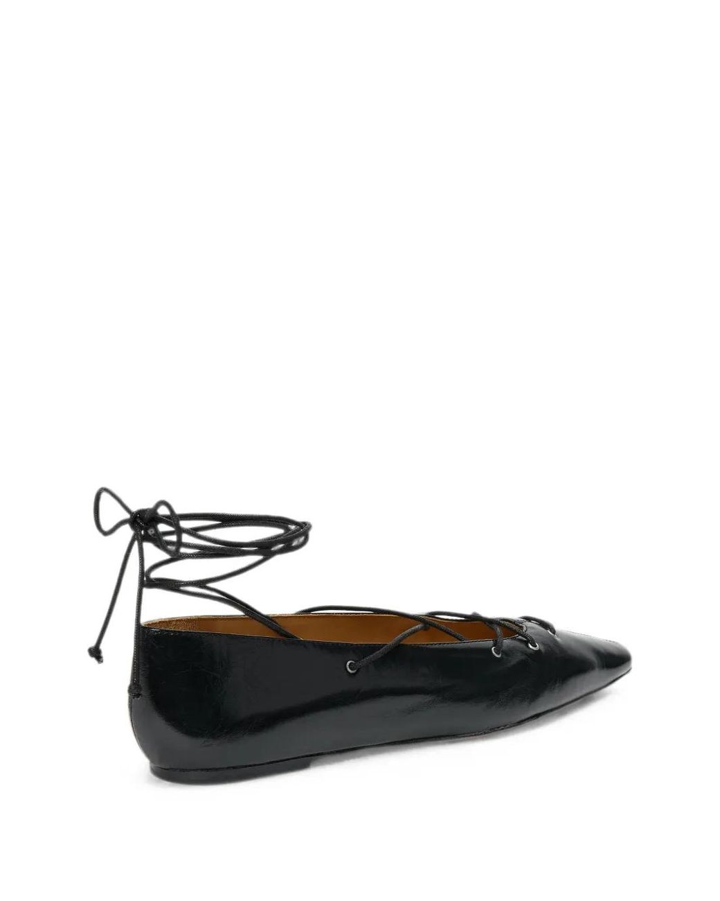 Polo Ralph Lauren Black Lace-Up Pointed Ballet Flats