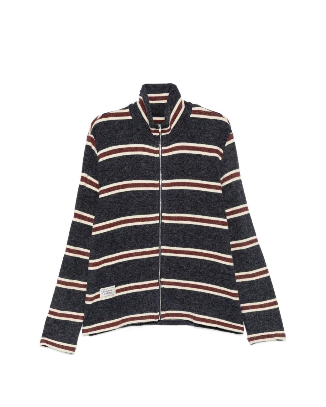Song For The Mute Black Striped Zip-Up Cardigan for men