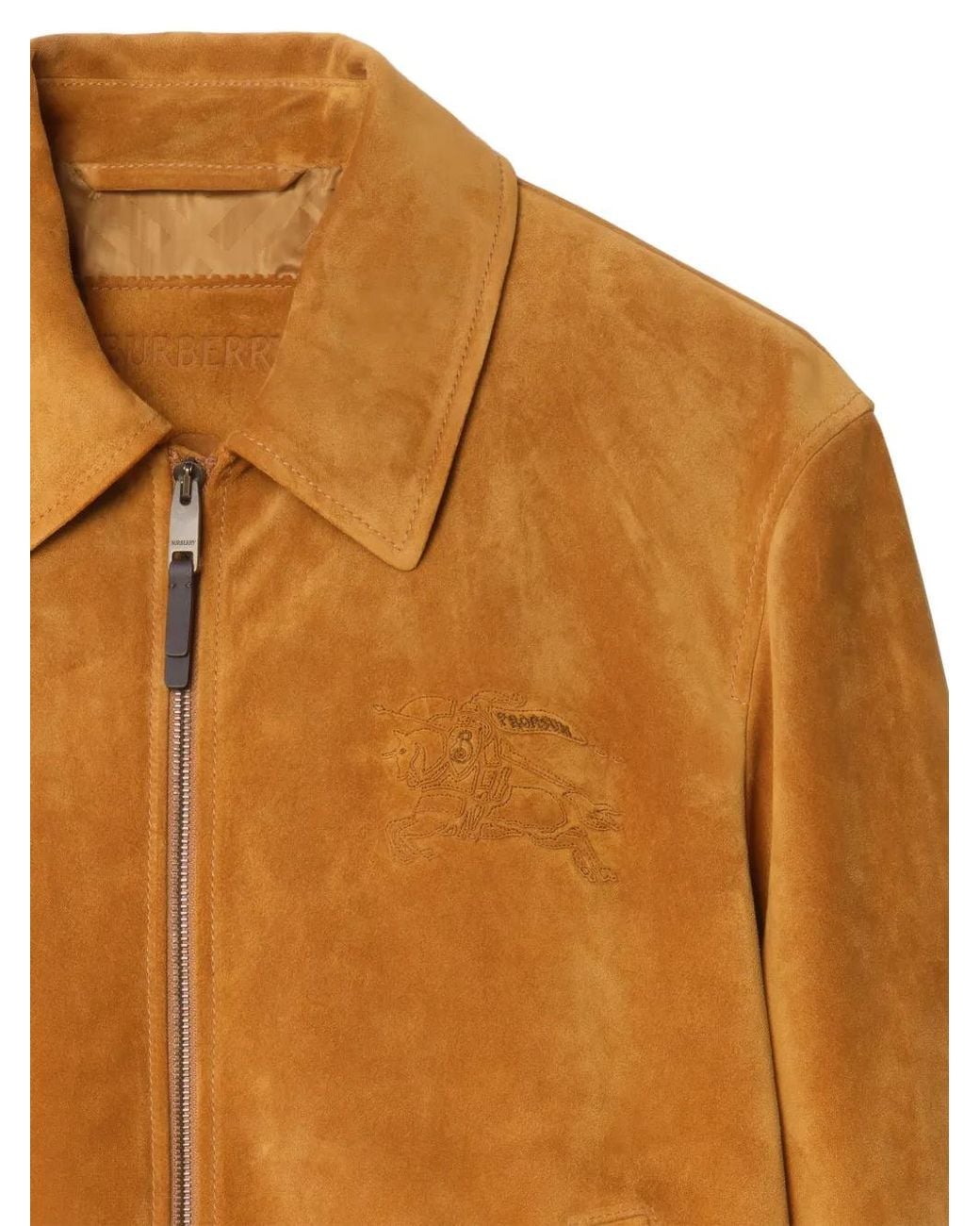 Burberry Orange Suede Harrington Jacket for men