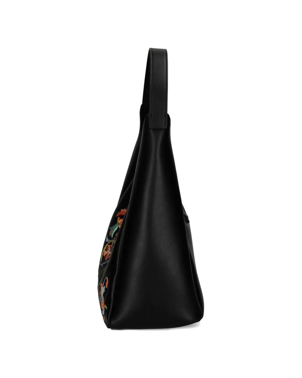 Just Cavalli Black Floral Snake Shoulder Bag