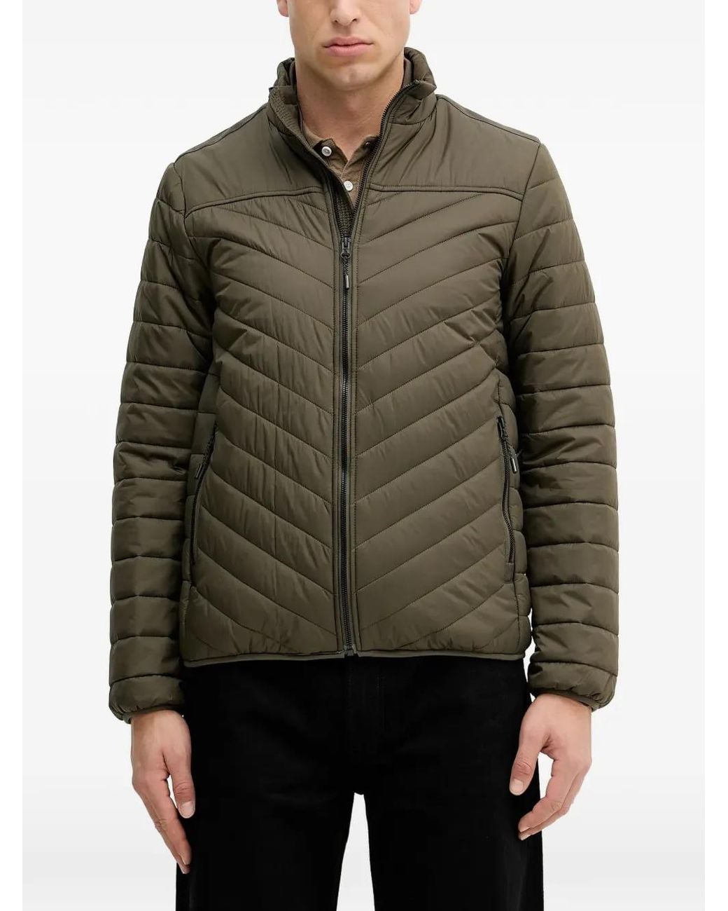 Lindbergh Green Quilted High-Neck Jacket for men
