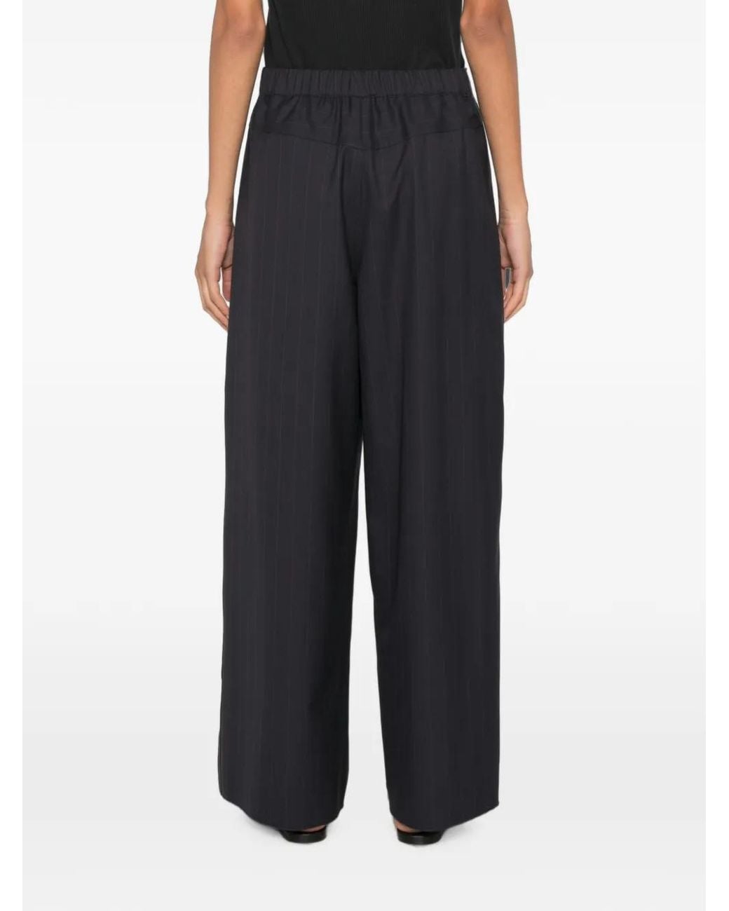FRANCESCA MARCHISIO White Pinstripe Wide-Leg Trousers