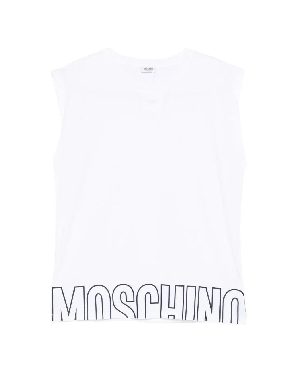 Moschino White Logo-Print T-Shirt for men