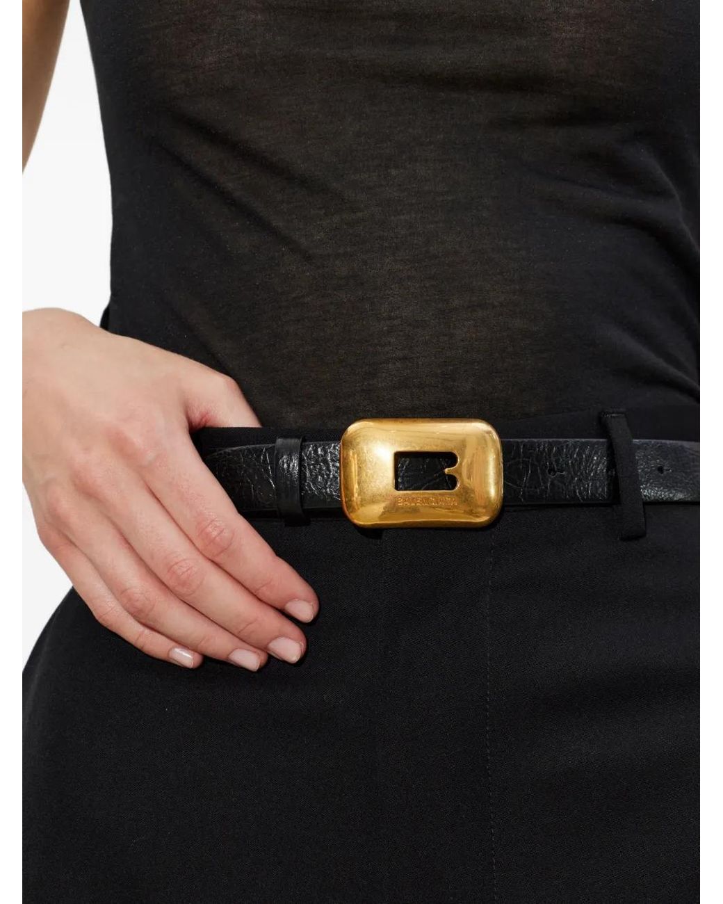 Balenciaga Black Leather Belt