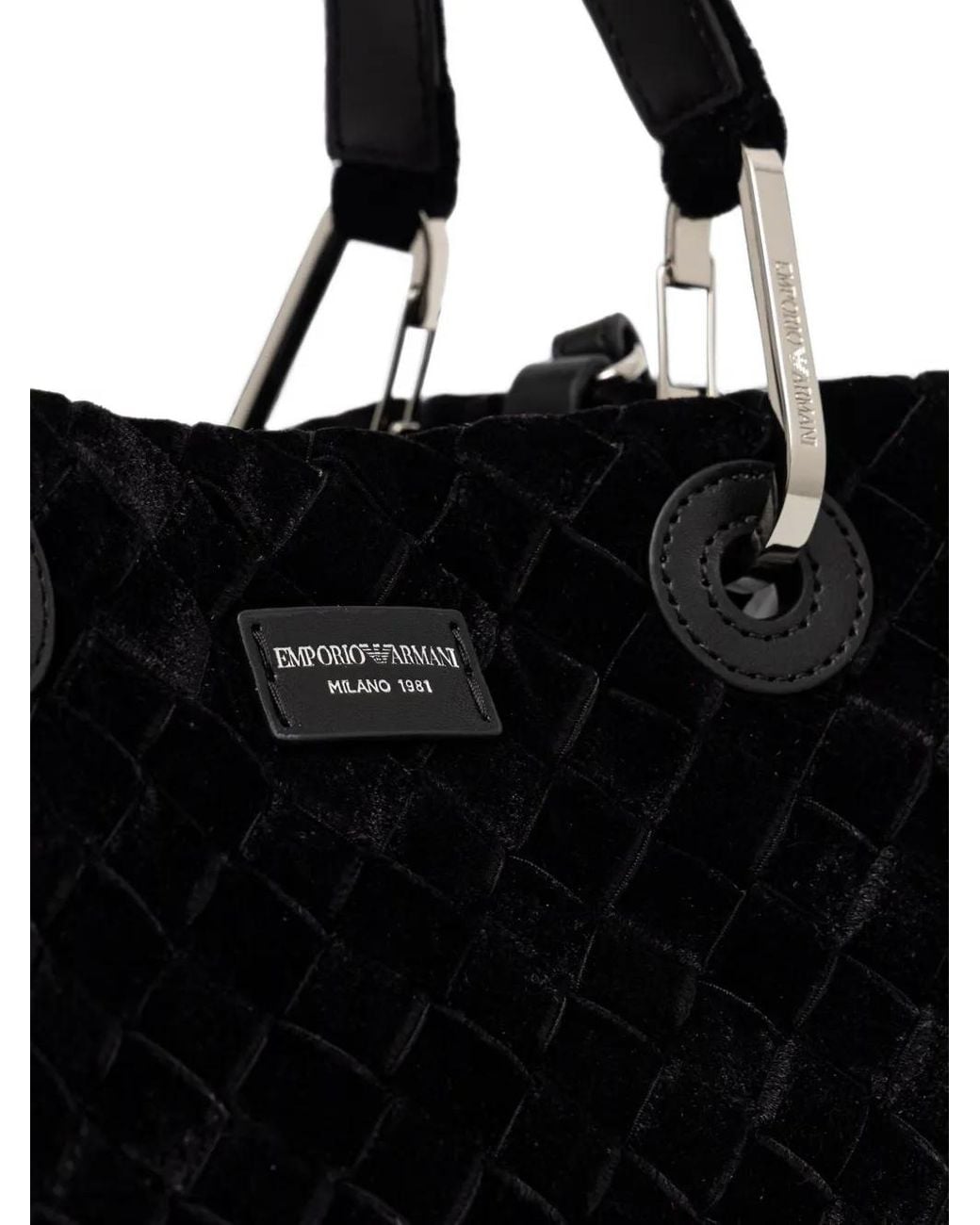 Emporio Armani Black Woven-Effect Tote Bag