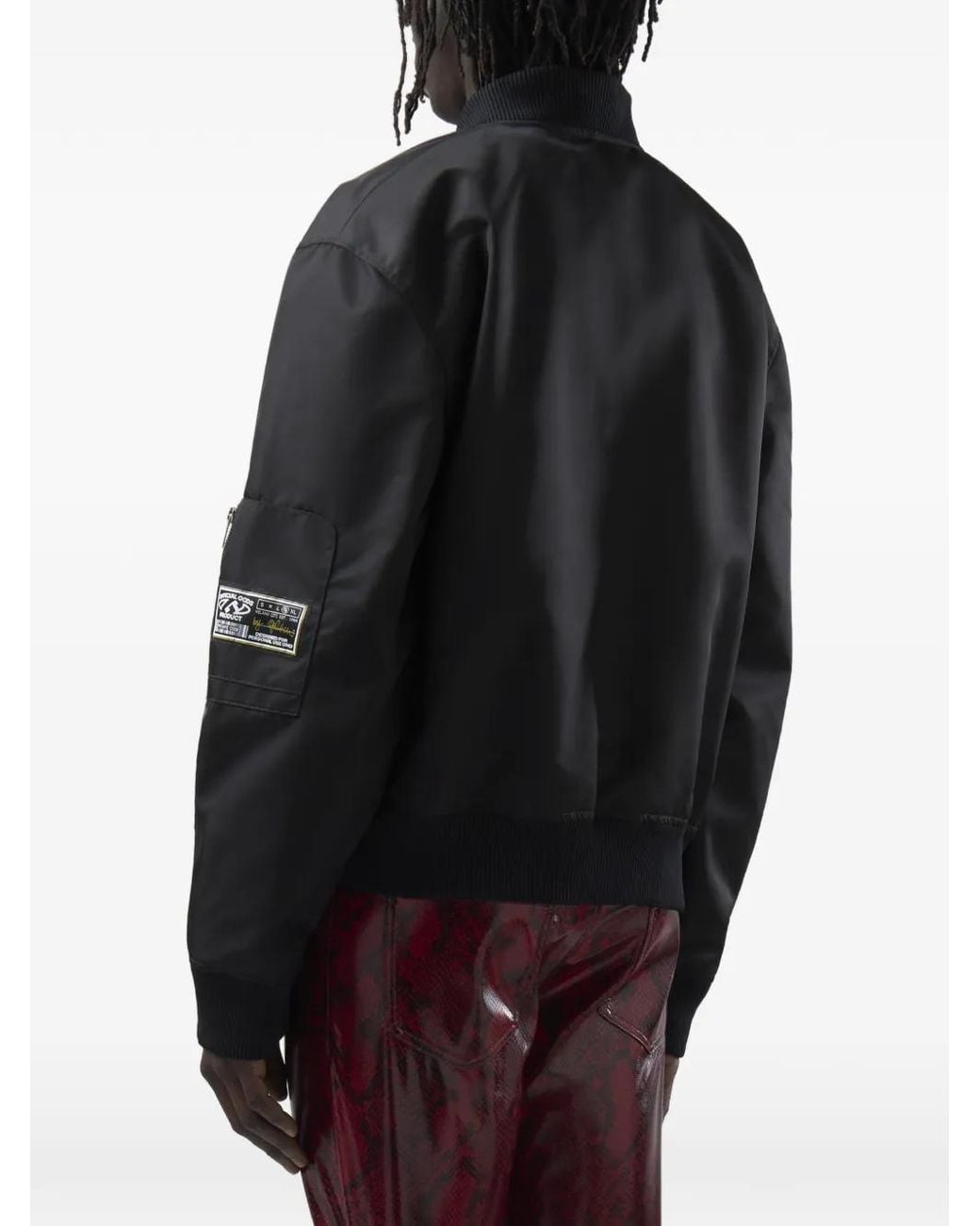 Gcds Black Logo-Patch Bomber Jacket for men