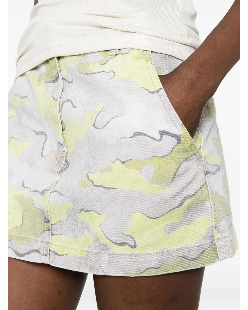 Pinko White Camouflage Mini Skirt