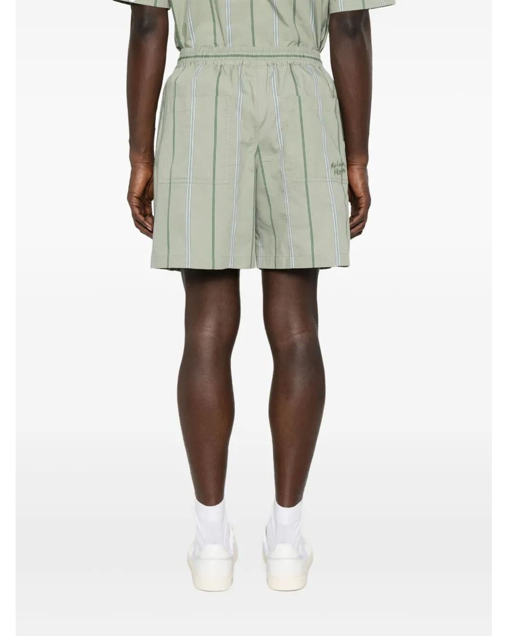 Maison Kitsuné Green Striped Shorts for men