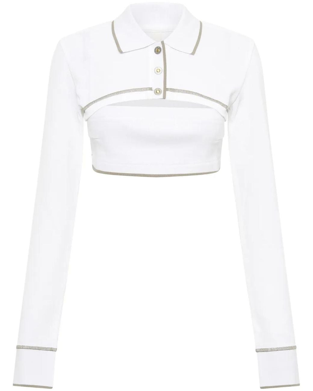 Dion Lee White Polo-Collar Cotton Crop Top