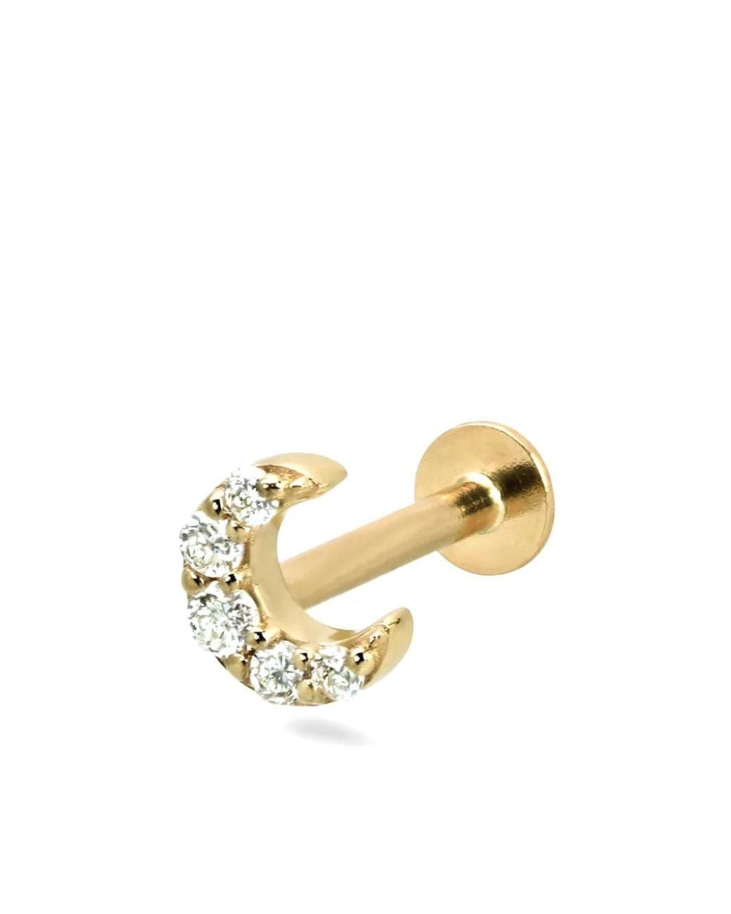 Lark & Berry Metallic 14Kt Mini Moon Diamond Stud Earring