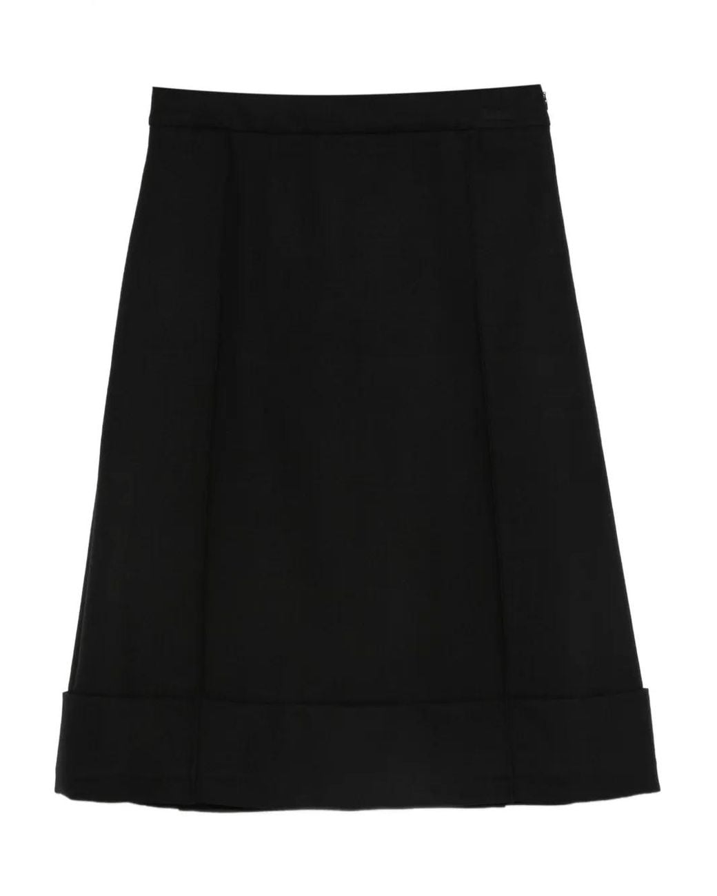 Semicouture Black Turn-Up Midi Skirt