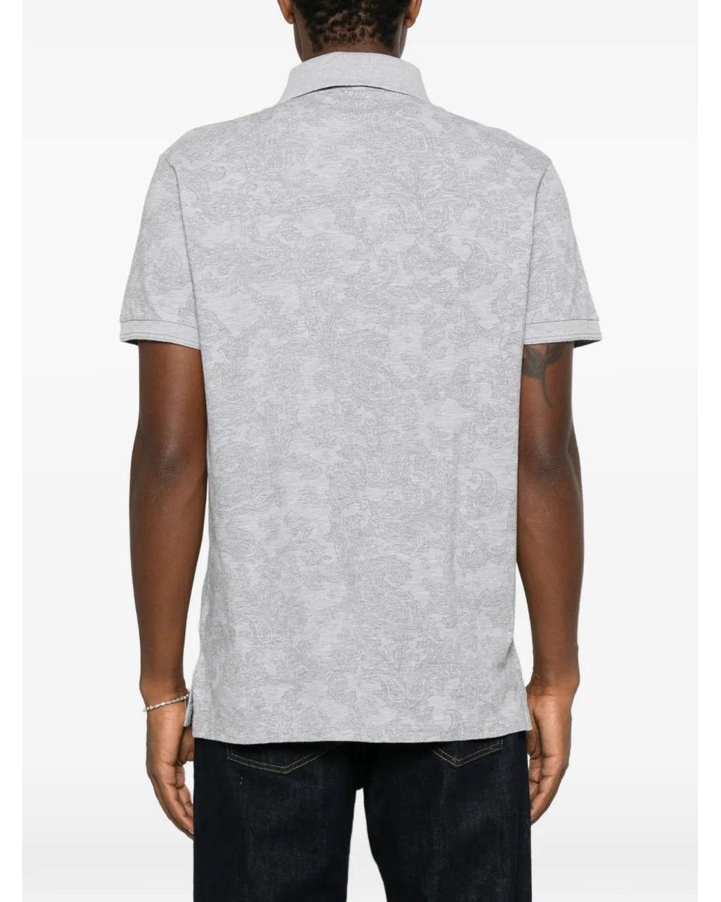 Etro Gray Polo À Imprimé Cachemire for men